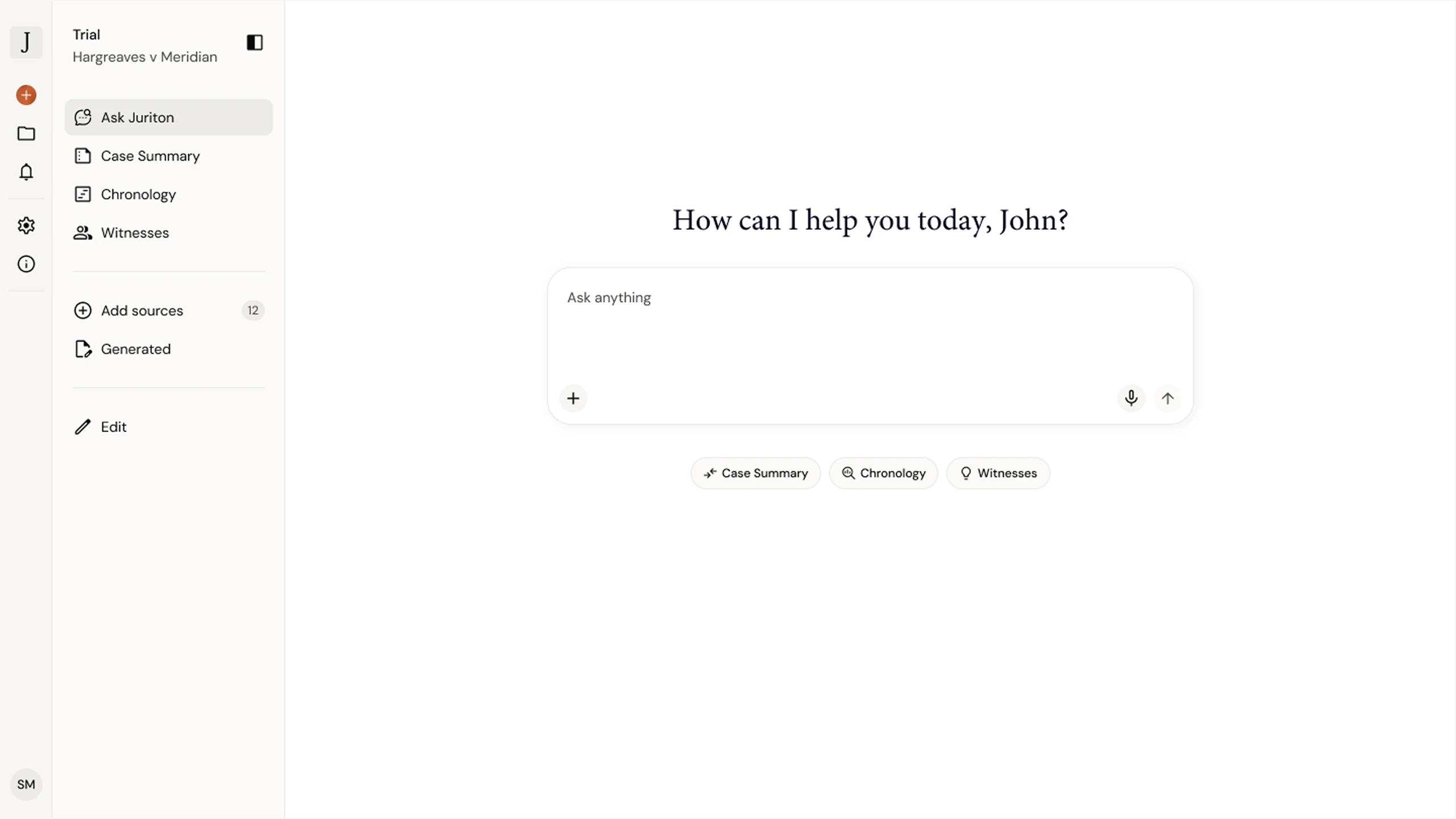 The Juriton legal AI assistant workspace